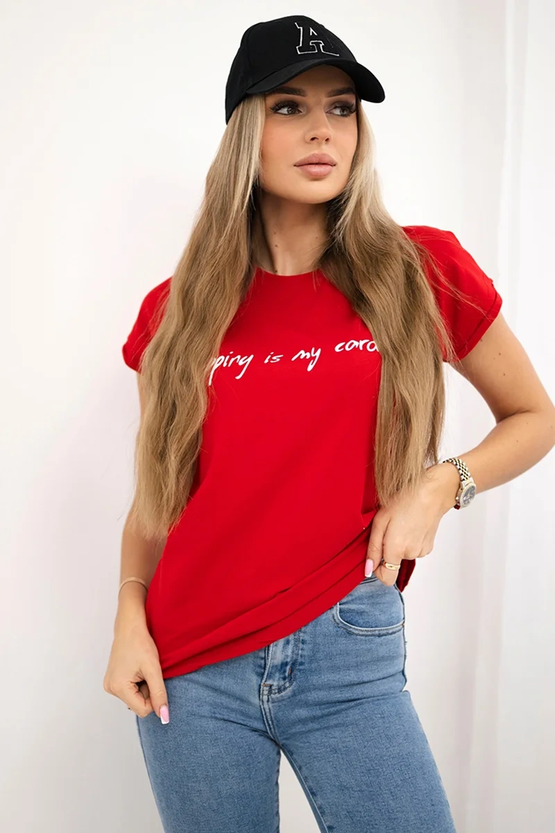 Shopping blouse is my cardio red