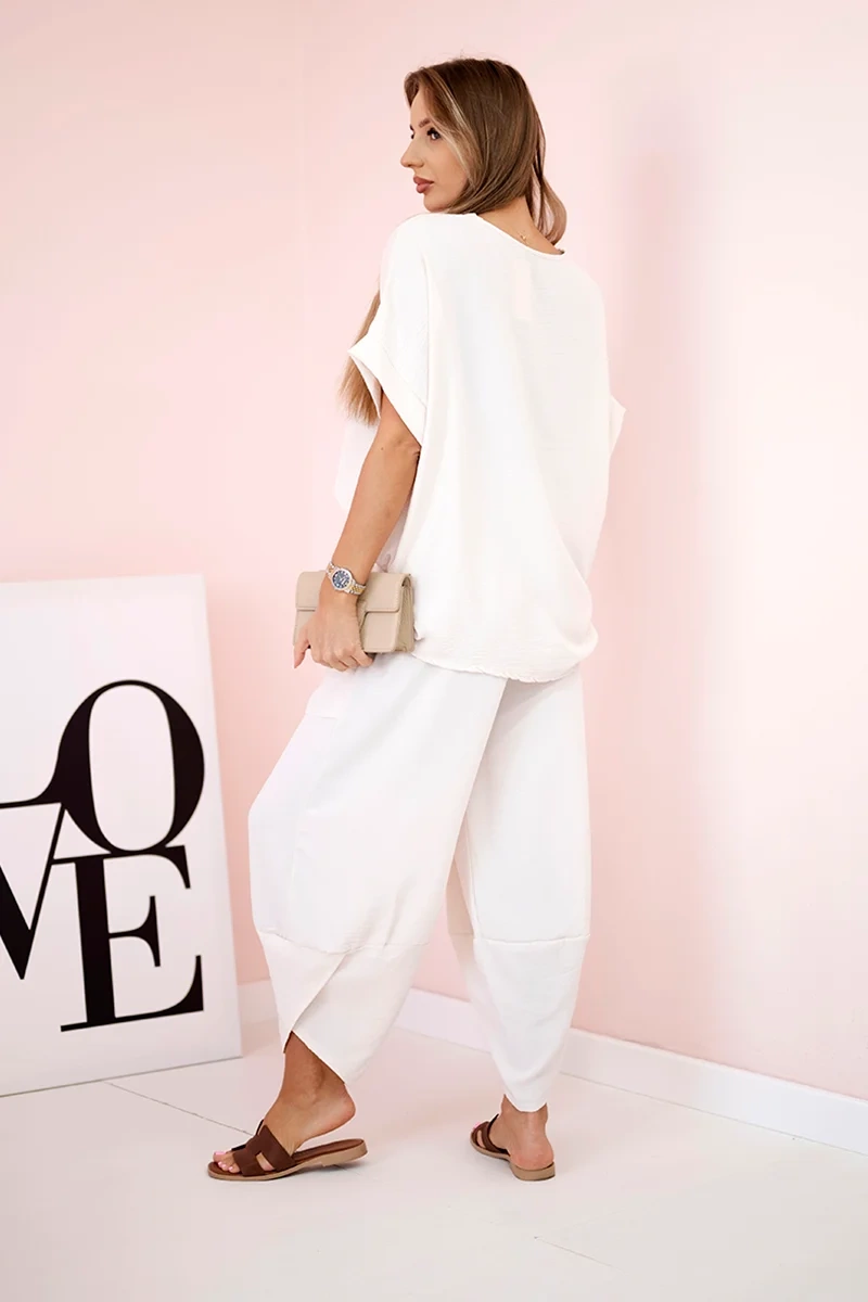 Kesi Włoski Viscose blouse + pants set beige