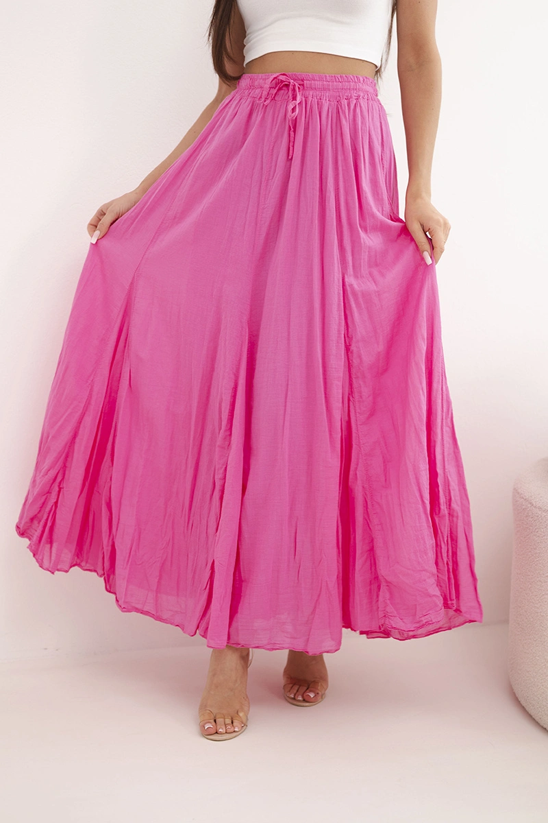 Дамска макси пола Kesi с еластична талия, цвят камил