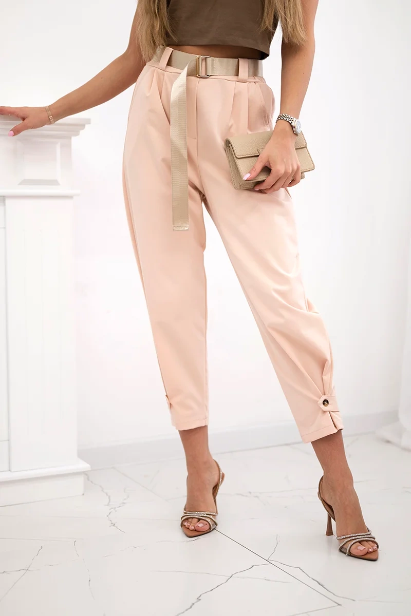 Kesi Włoski Summer Punto trousers with leg closure apricot