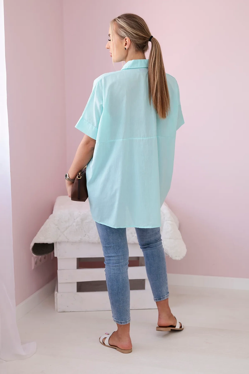 marka niezdefiniowana Short-sleeved cotton shirt mint