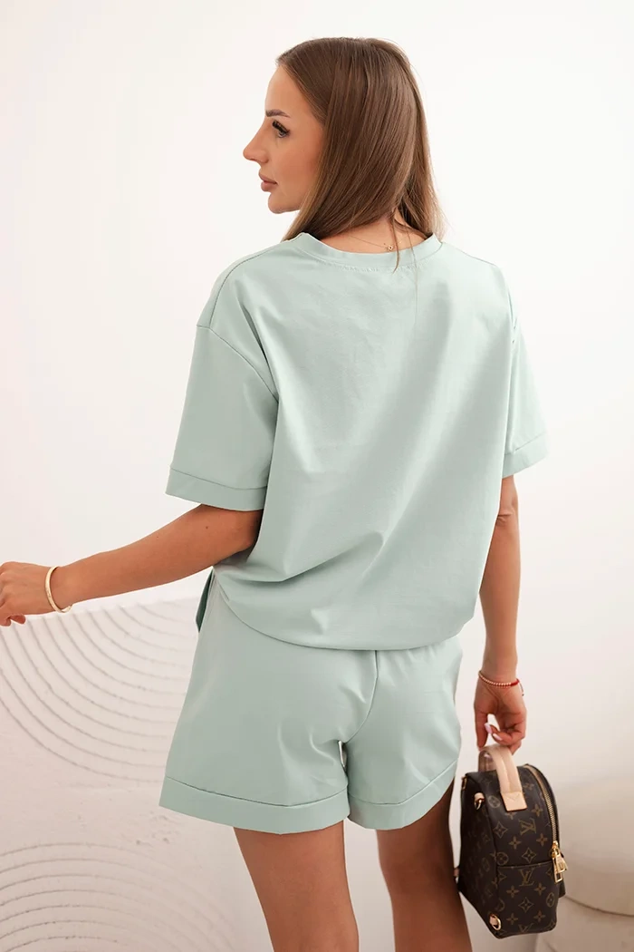 Kesi Włoski Women&#039;s punto set with short sleeves and loose shorts mint