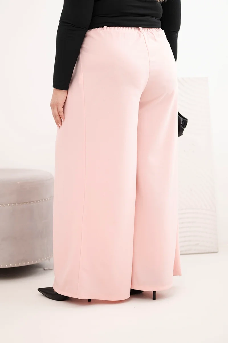 Dámske plus size široké nohavice s opaskom