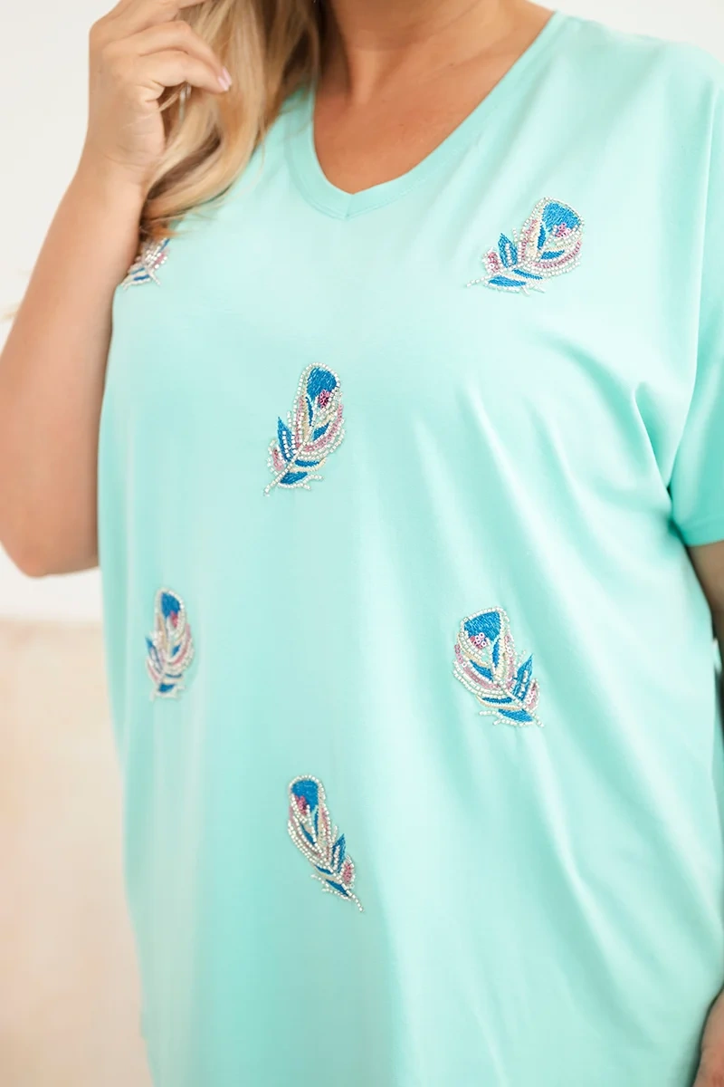 Dámska blúzka Plus Size s pierkami mätová