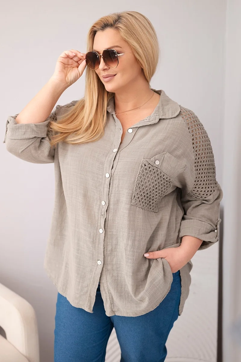 Дамска риза Kesi Włoski с яка и дантела