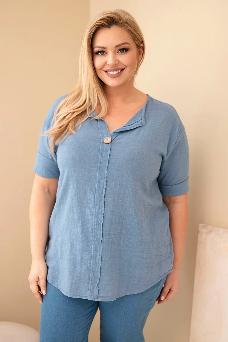 Kesi Włoski halenka na knoflíky denim