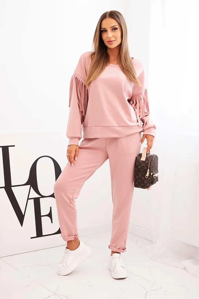 Kesi Włoski Ladies&#039; butter set with tassels on the sleeves dark powder pink