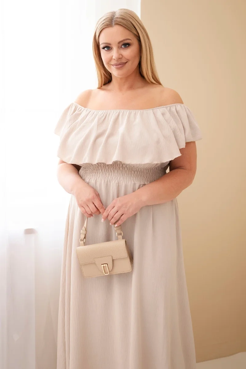 Maxi šaty s volánem a elastickým pasem