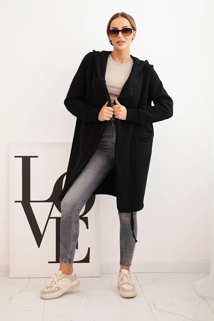 Insulated raincoat with hood black