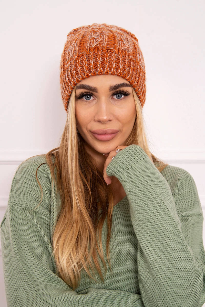Kesi Čapica s fleece Melisa K241 oranžová+šedá