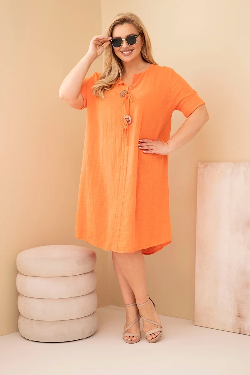 Kesi Włoski dámske bavlnené plus-size šaty s viazačkou