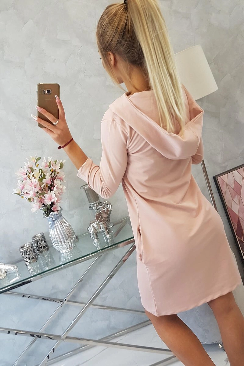 Dress with hood and pockets dark powder pink