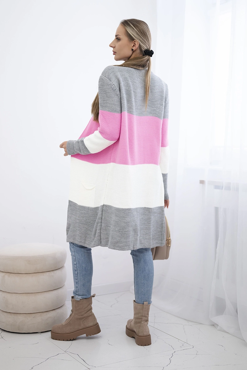 Cardigan sweater on straps gray+light pink