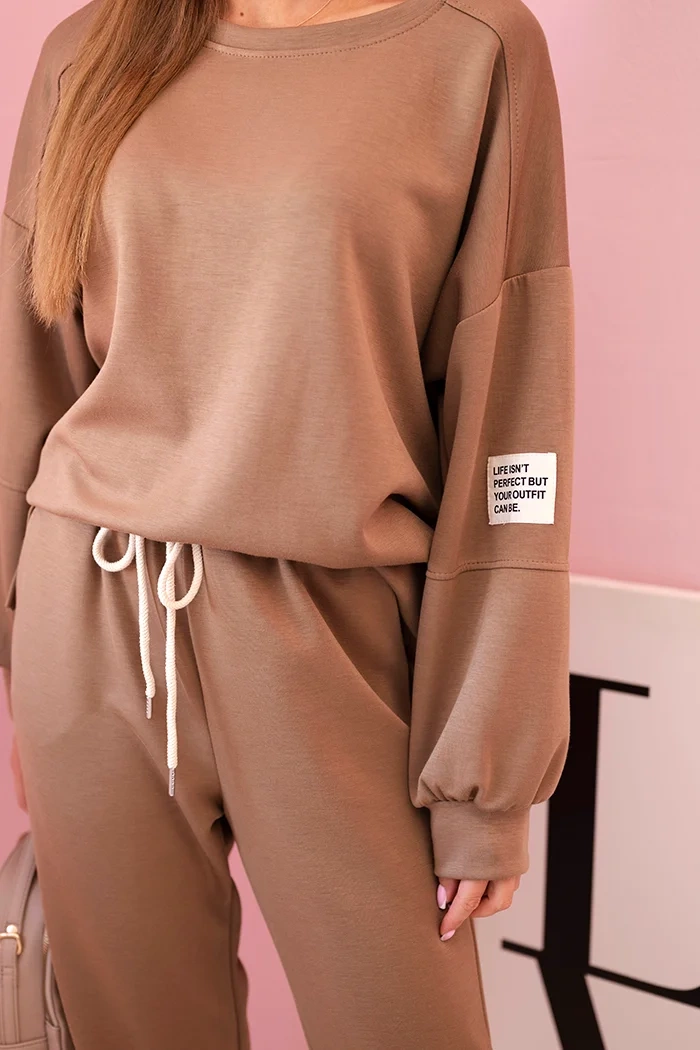 Kesi Włoski Viscose set sweatshirt + pants camel