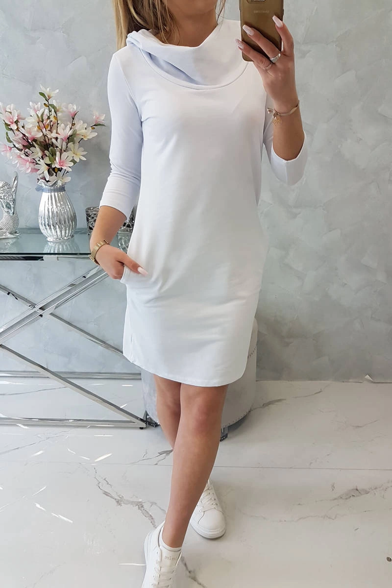 Dress with hood and pockets white