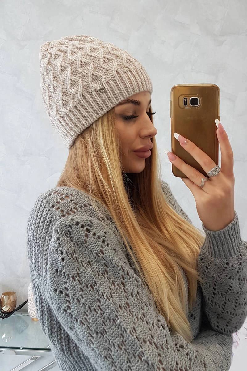 marka niezdefiniowana Cap with fleece Roma K224 light beige