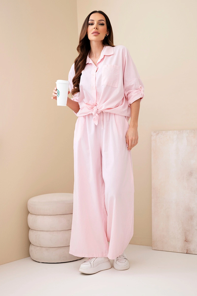 Дамски комплект Kesi Włoski с вратовръзка в пудрово розово