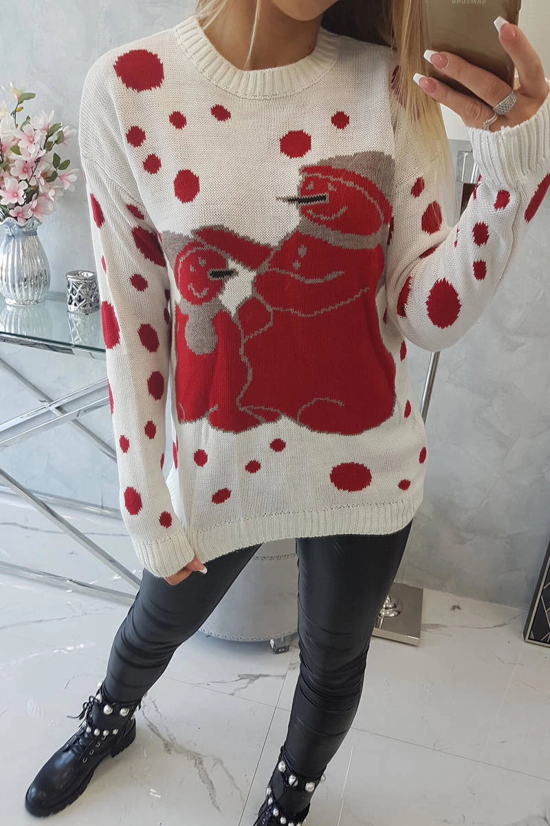 Christmas sweater with snowmen ecru
