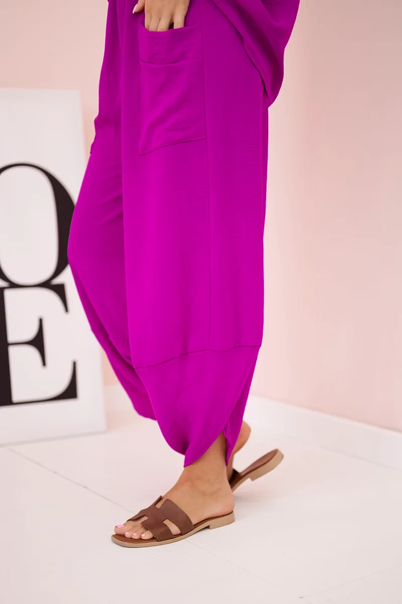 Kesi Włoski Viscose blouse + pants set dark purple