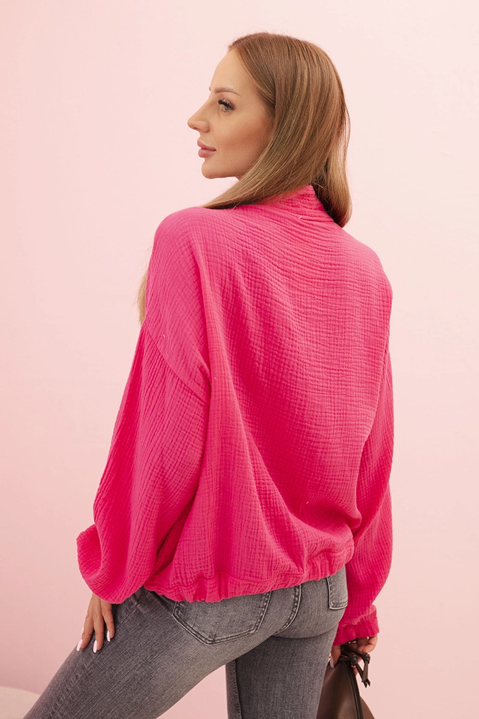 Kesi Włoski Women's muslin shirt with long sleeves pink