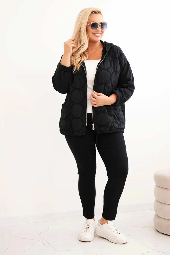 Kesi Włoski Women's Plus Size cotton zip-up sweatshirt black