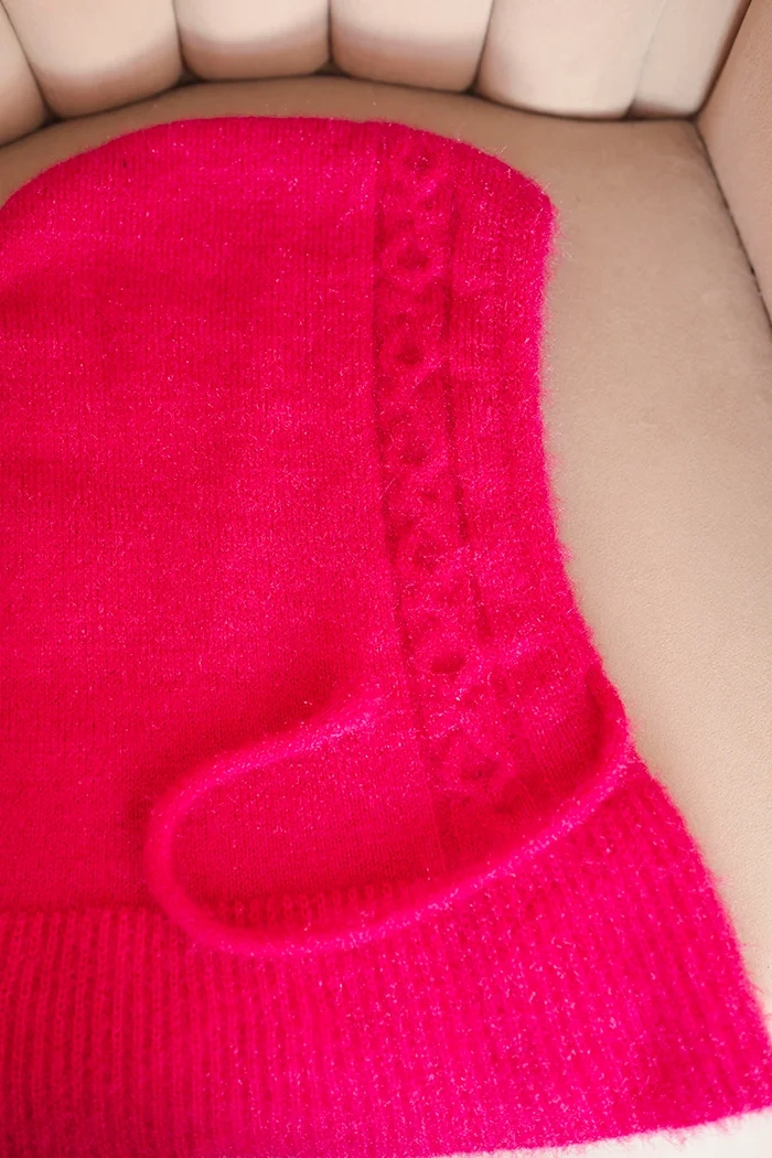 Dámska kapucňa s viazaním a vzorom fuchsiová