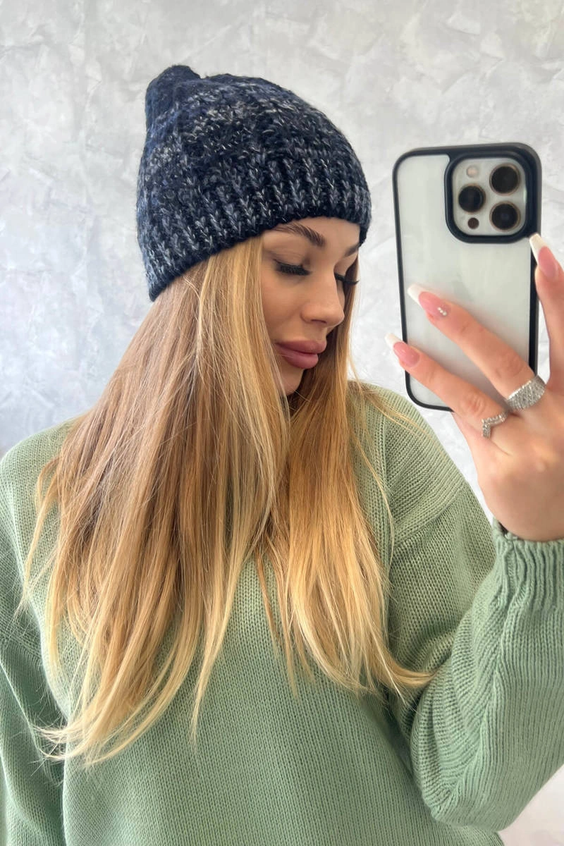 marka niezdefiniowana Čapica s fleece Melisa K241 čierna+námornícka modrá
