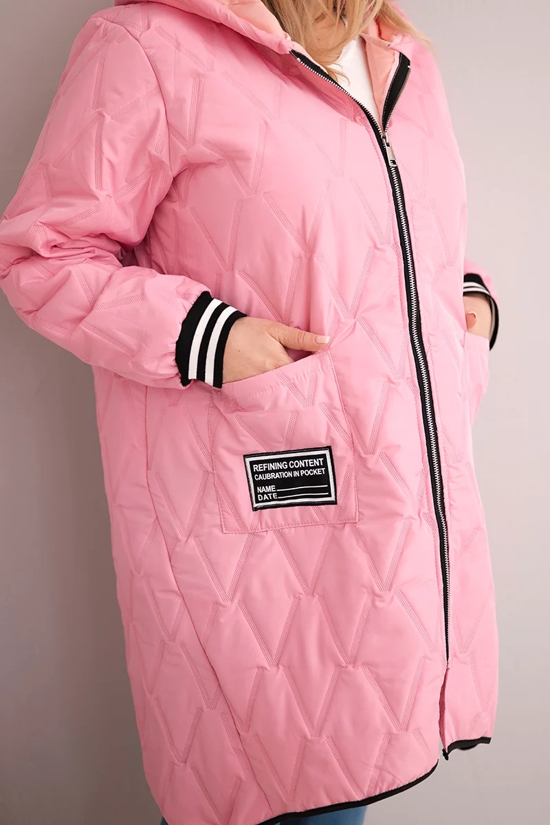Kesi Plus Size prešívaná bunda s kapucňou