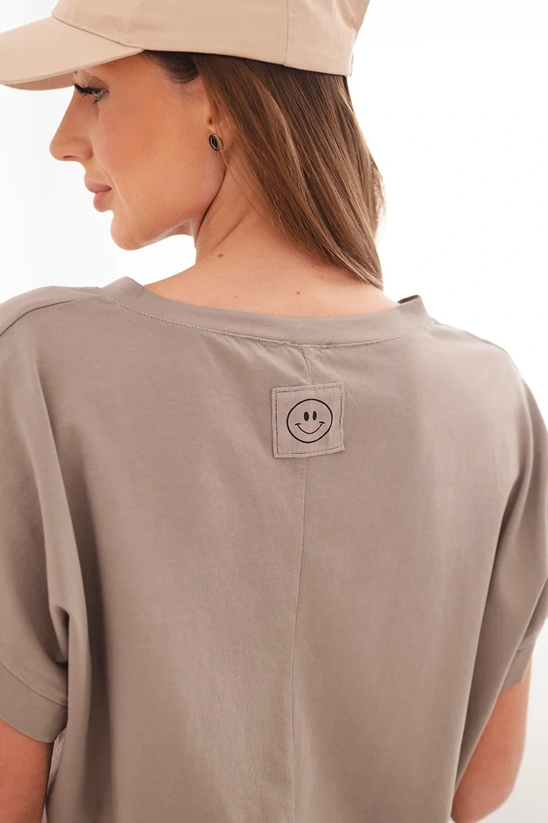 Дамска памучна блуза с V-образно деколте