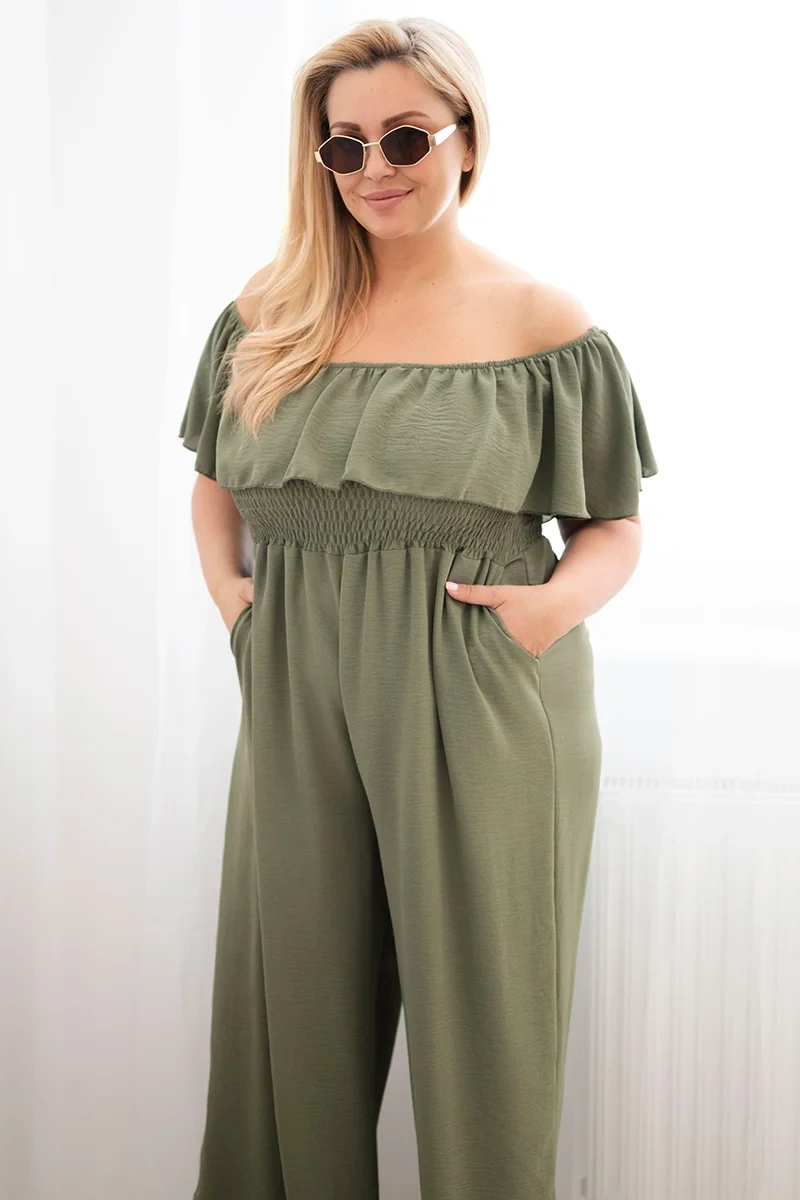 Plus size overal Kesi Włoski s volánom