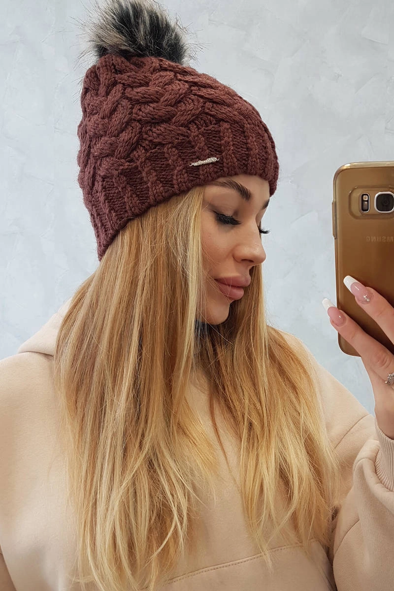 marka niezdefiniowana Cap with fleece Daria K217 brown