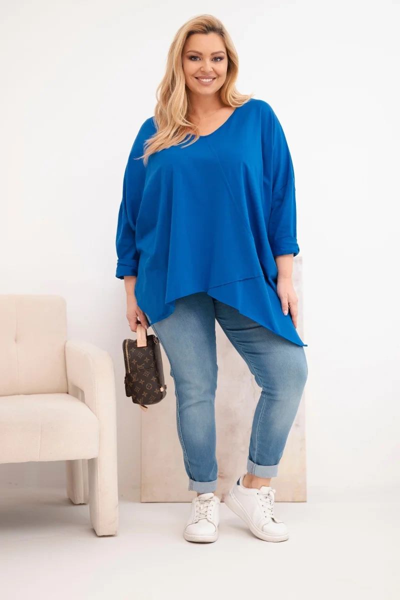 Dámska plus size blúzka s asymetrickým lemom