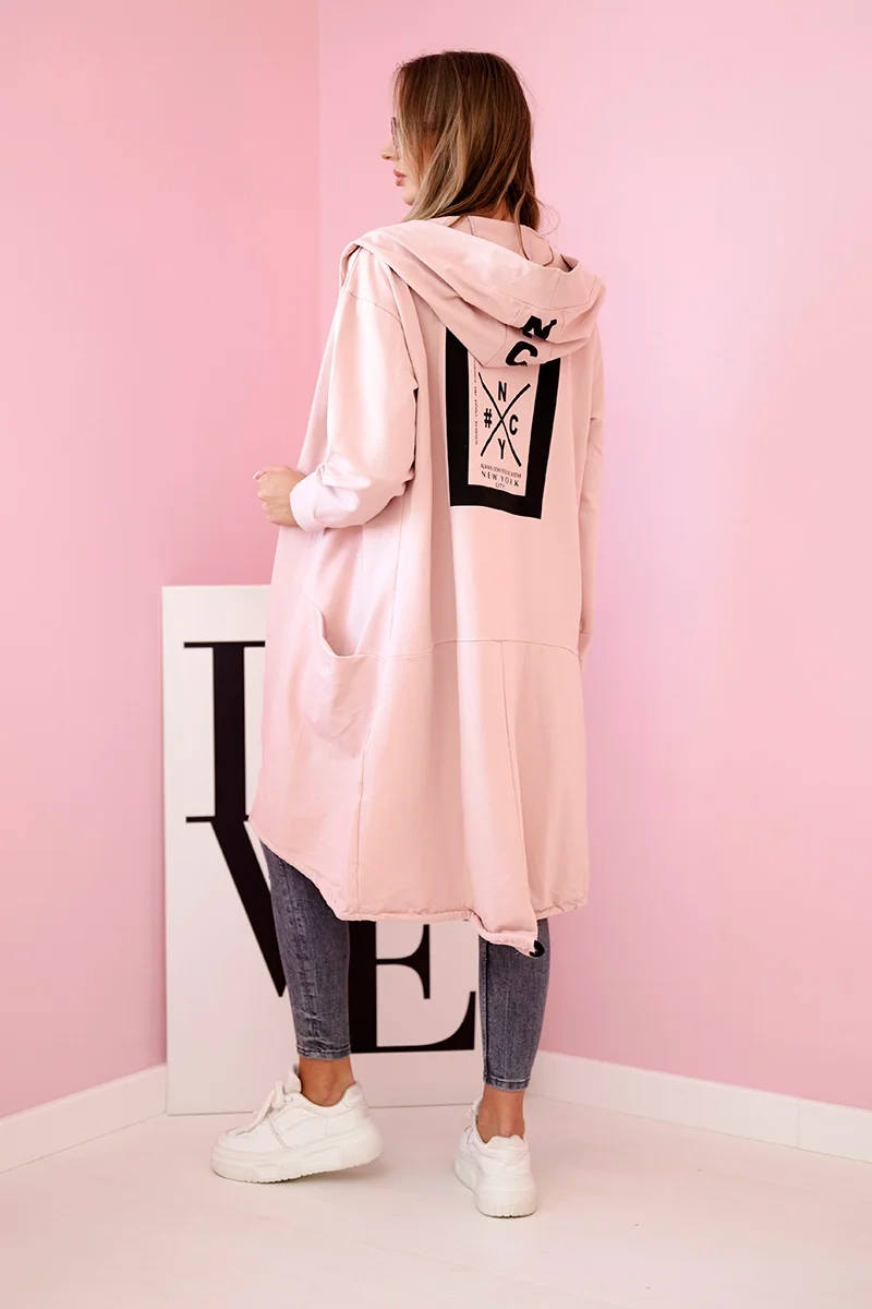 Oversize dark powder pink hooded cape