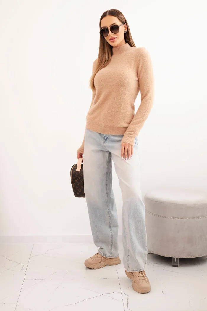 Kesi Włoski Women's alpaca sweater with a turtleneck camel