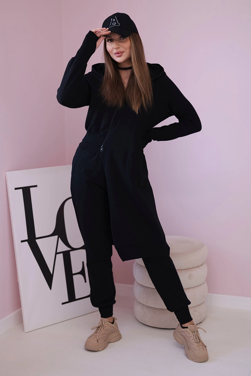 Set of sweatshirt with long side in black color