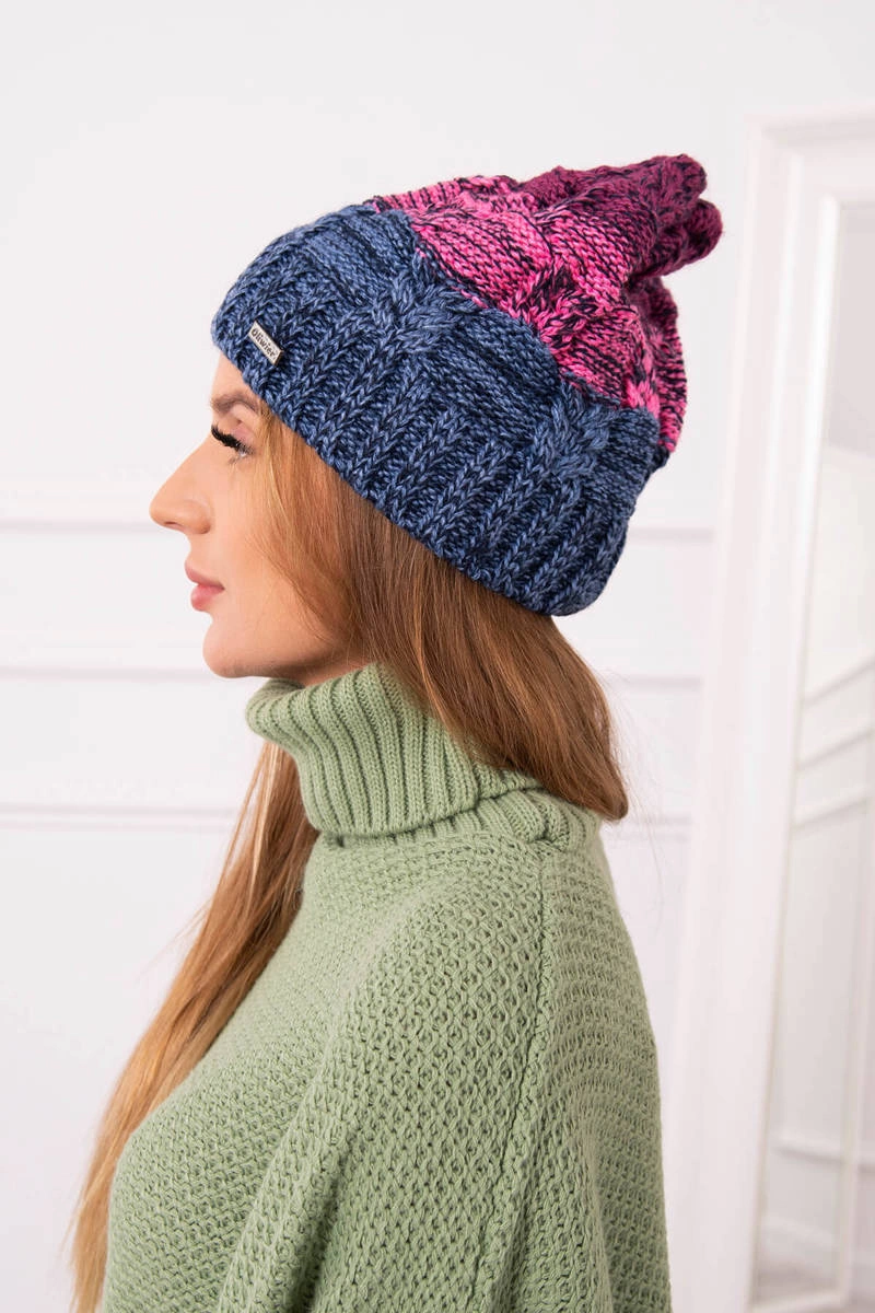 marka niezdefiniowana Cap with fleece Dolores K303 jeans+pink+dark purple