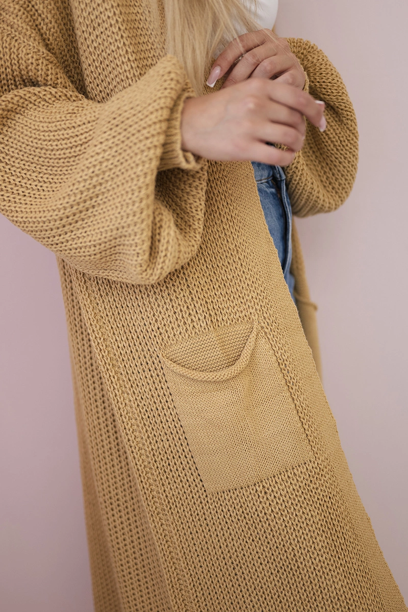 Long cardigan camel sweater