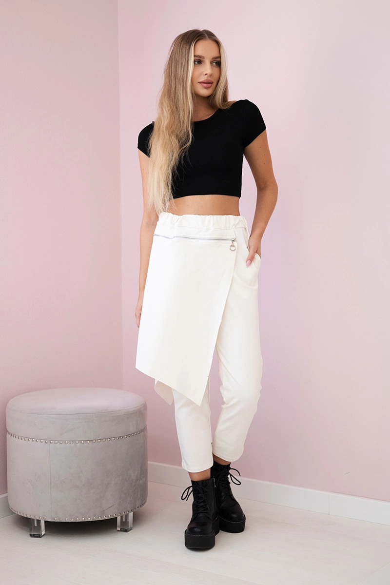 Punto Milano winter pants with decorative zipper light beige