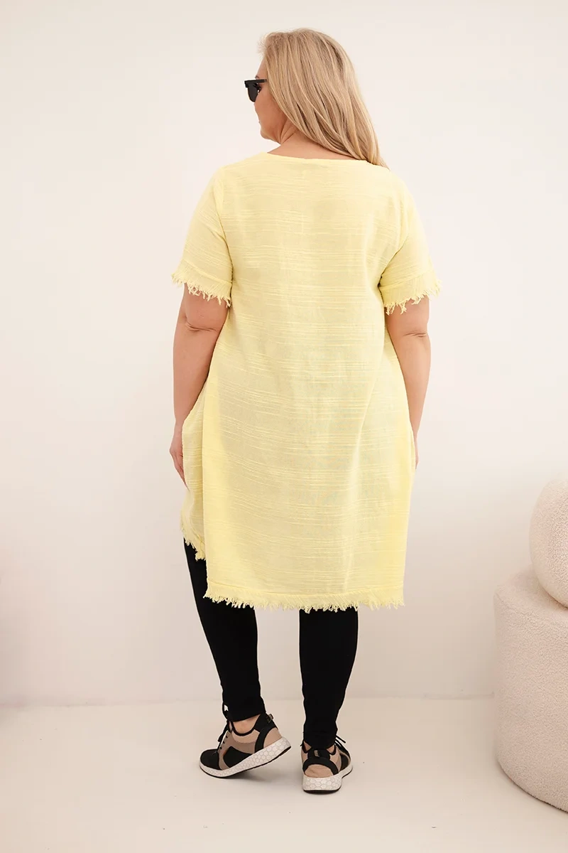 Kesi dámske bavlnené plus size šaty s dlhším zadným dielom