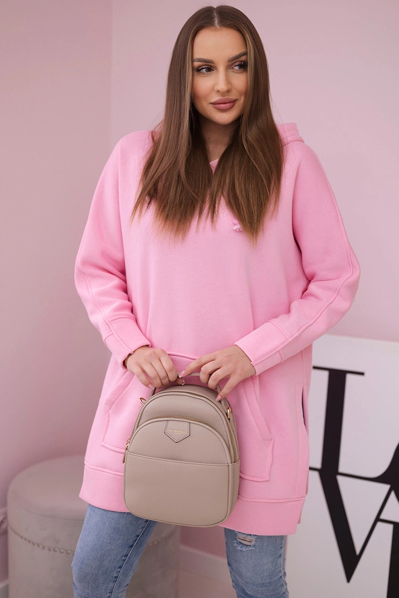 Insulated sweatshirt with side slits light pink