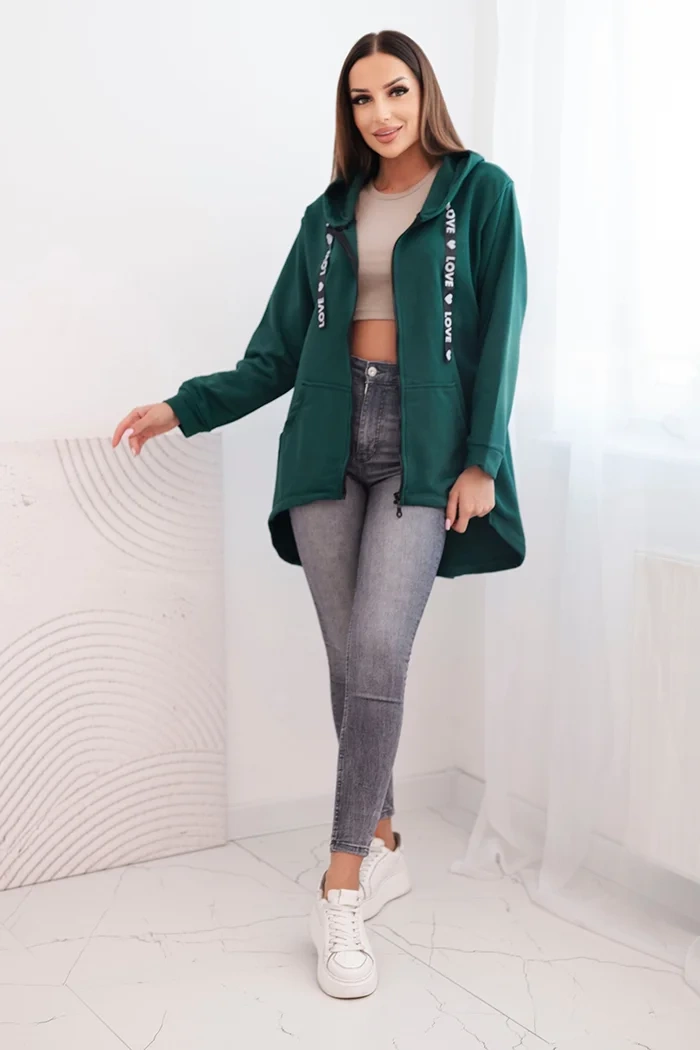 Kesi Sweatshirt with longer back and hood green
