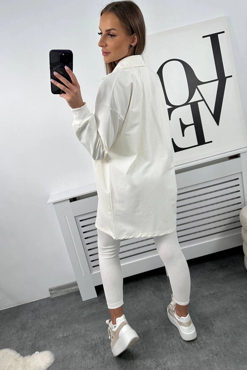 3-piece set of sweatshirt, top and leggings ecru