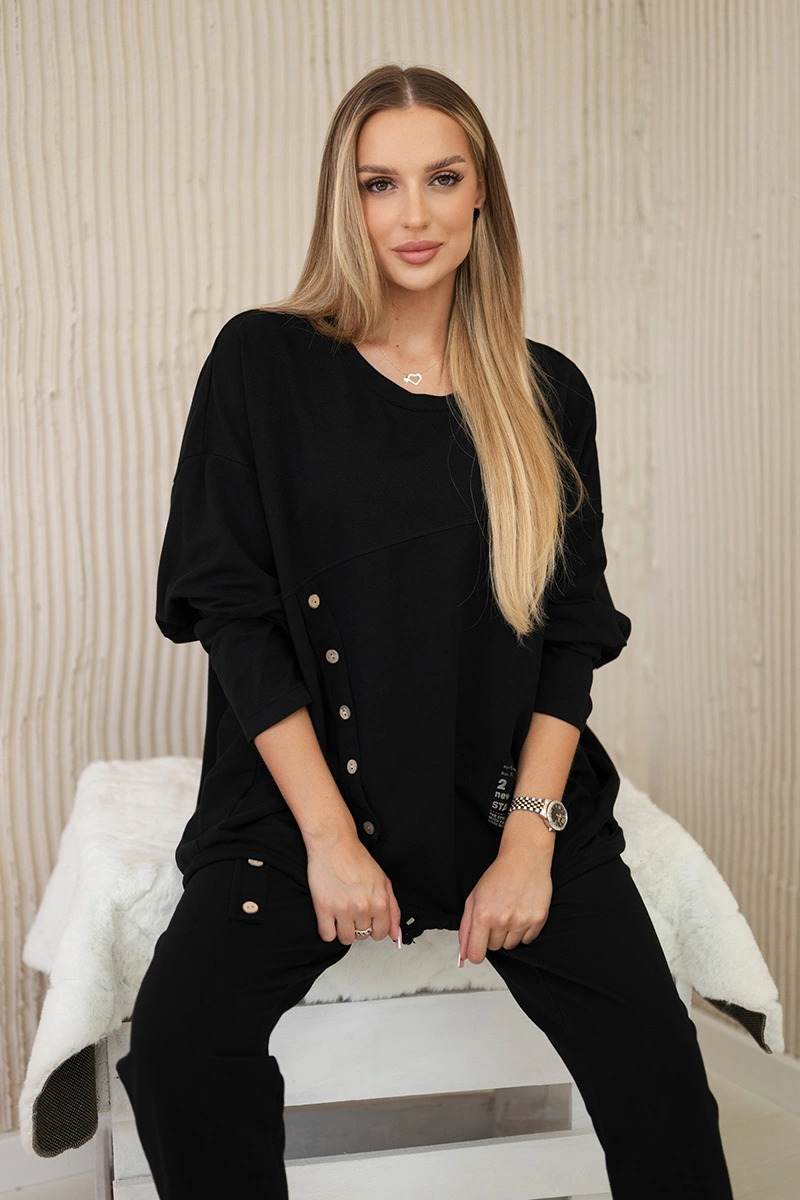 Włoski Oversize cotton set sweatshirt + pants black