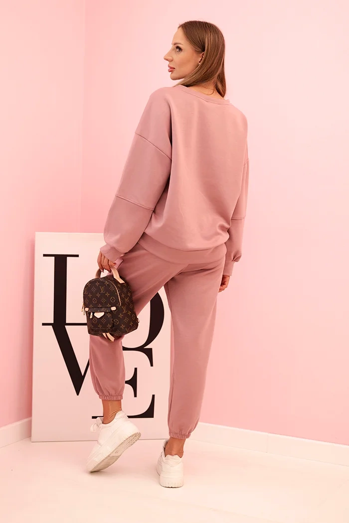 Kesi Włoski Set sweatshirt + pants buttery fabric dark pink