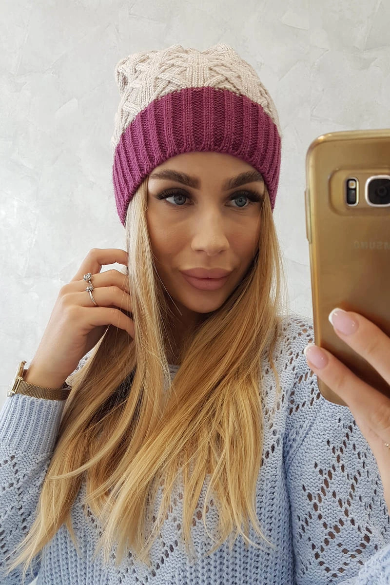 Kesi Čapica s fleece Bibiana K264 čierna + béžová