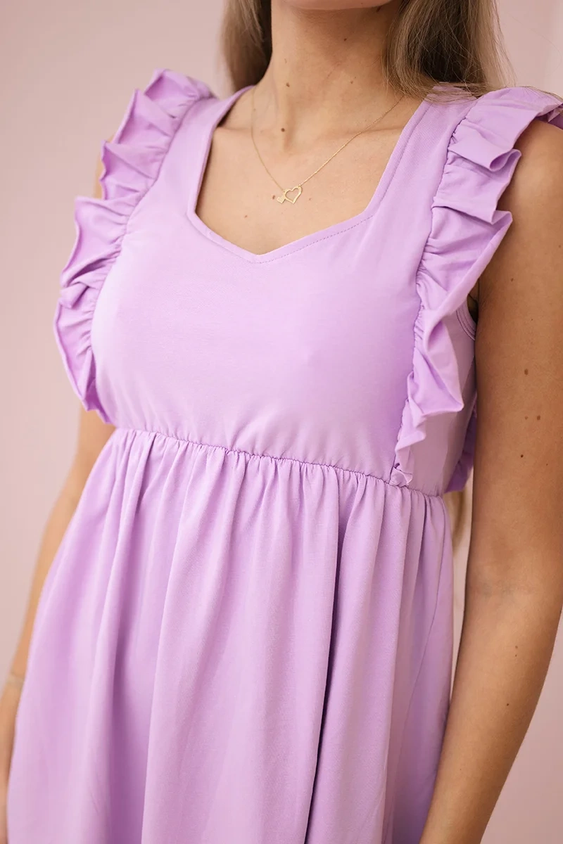Dress with ruffles on the sides purple