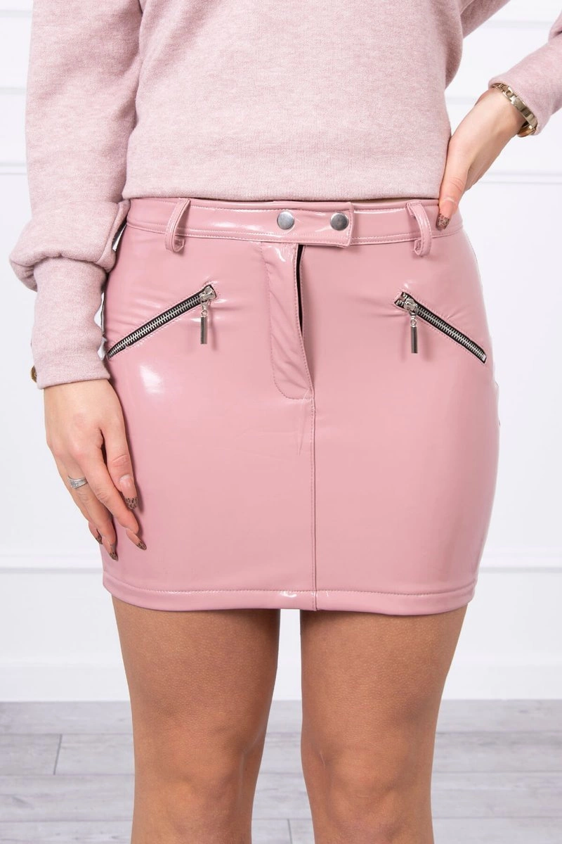marka niezdefiniowana Skirt with decorative zippers dark pink