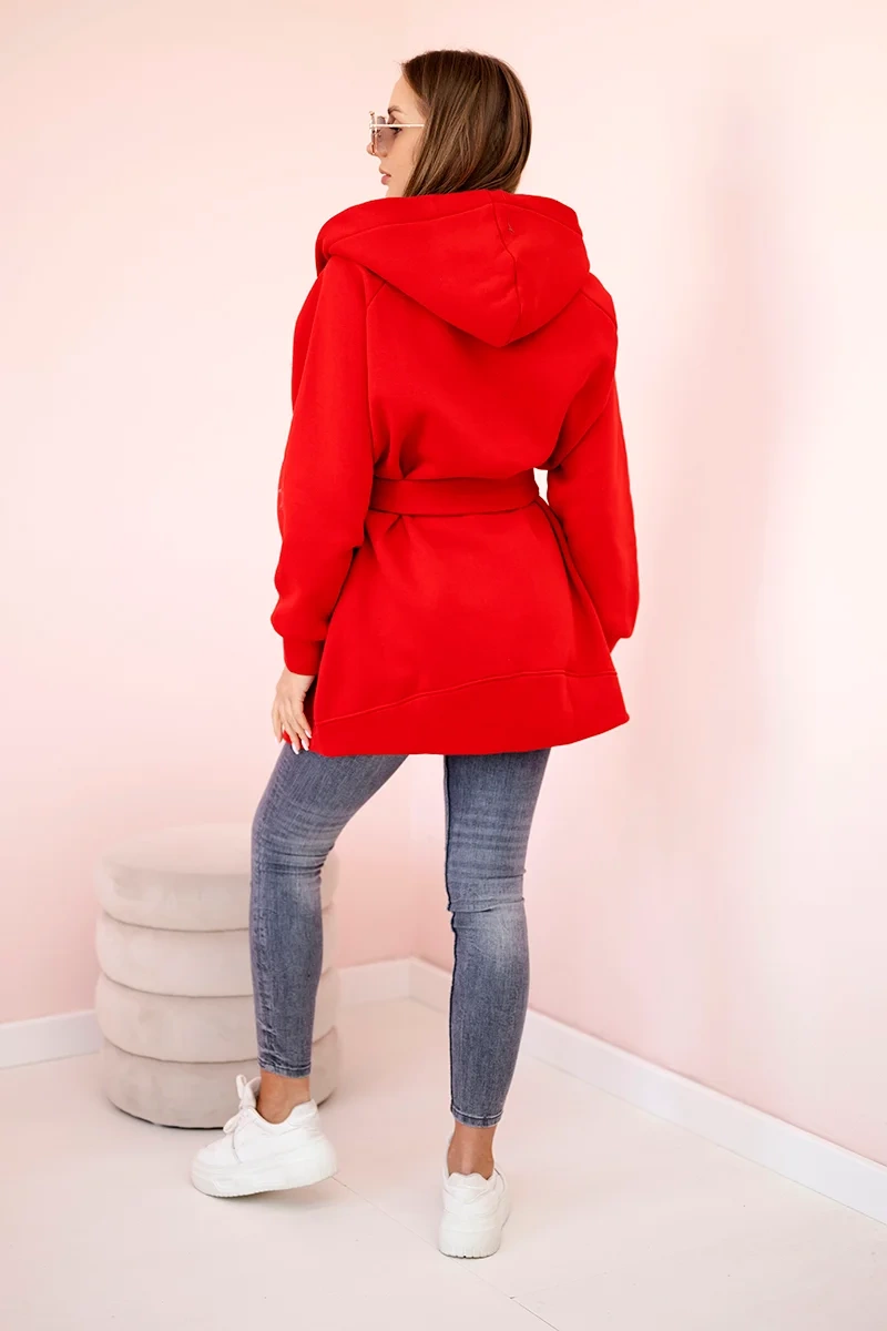 Insulated cape with waist tie red