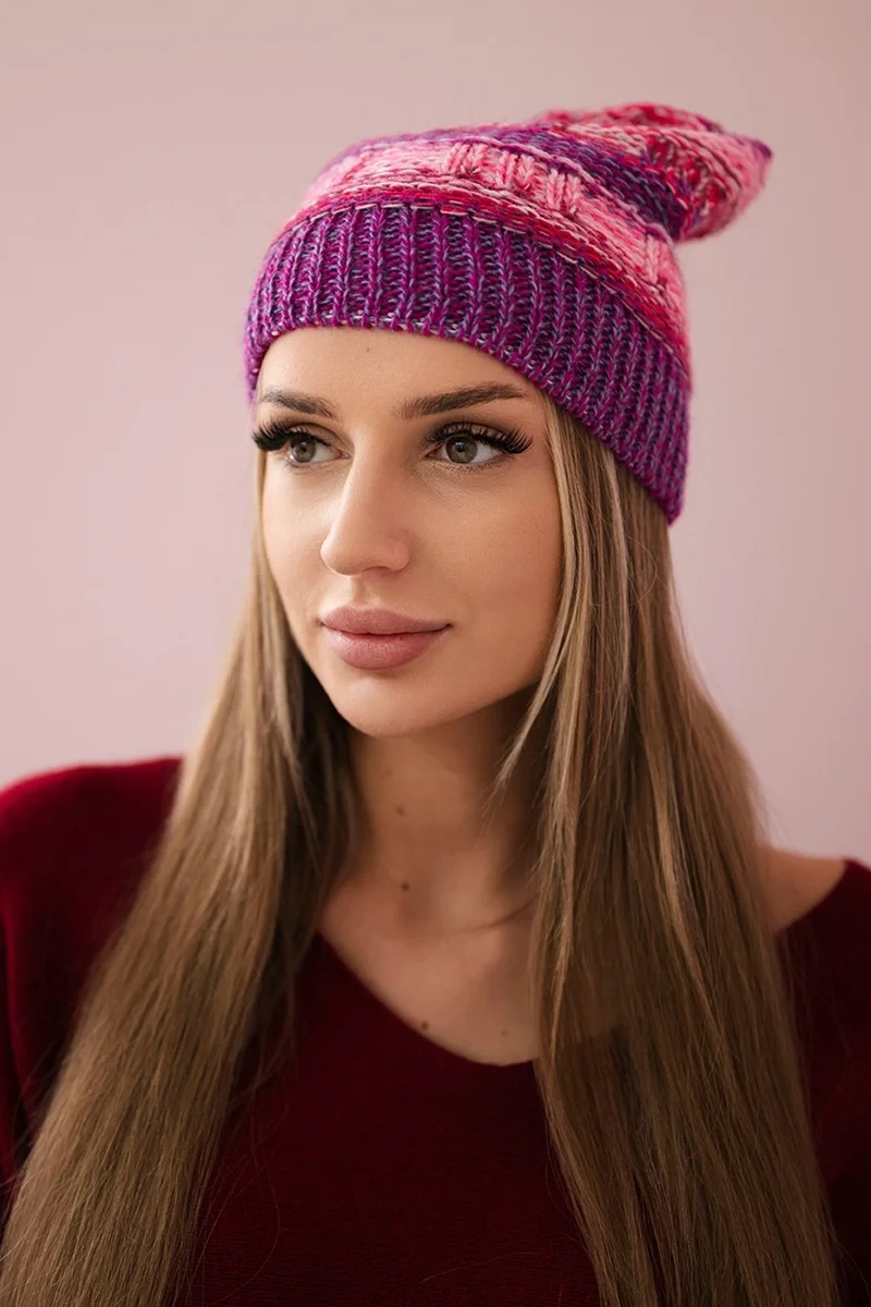 Kesi Čapica s fleece Patrycja K254 neónovo ružové+fialové