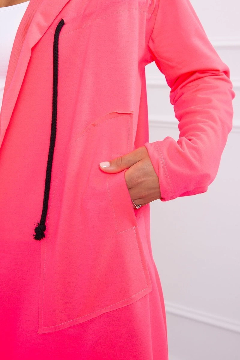 Cape with loose hood pink neon color